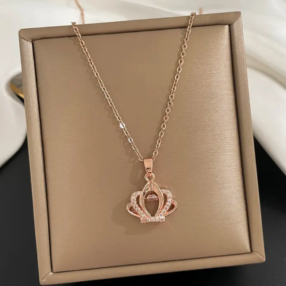 Crystal Crown Pendant Necklace