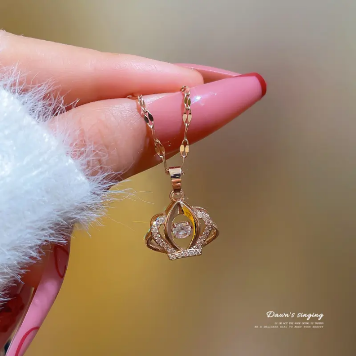 Crystal Crown Pendant Necklace