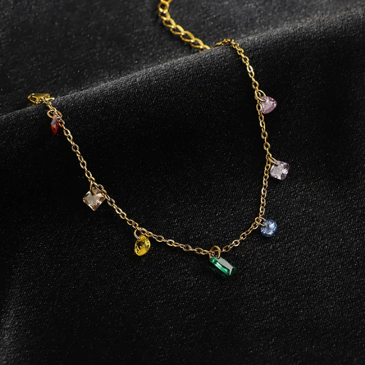 Multicolor Crystal Charm Necklace