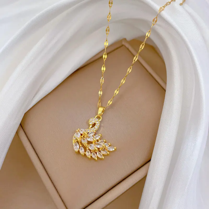 Marquise Crystal Swan Pendant Necklace