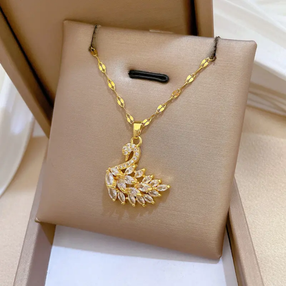 Marquise Crystal Swan Pendant Necklace