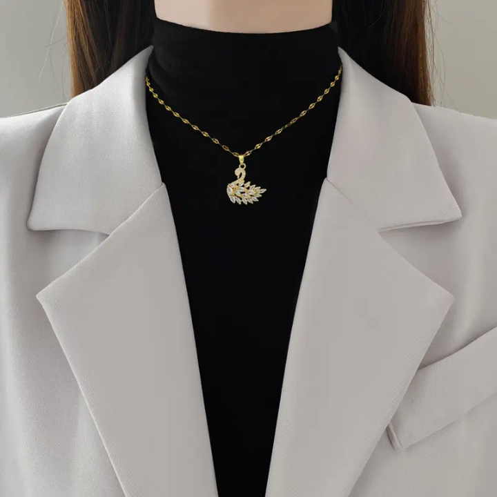 Marquise Crystal Swan Pendant Necklace