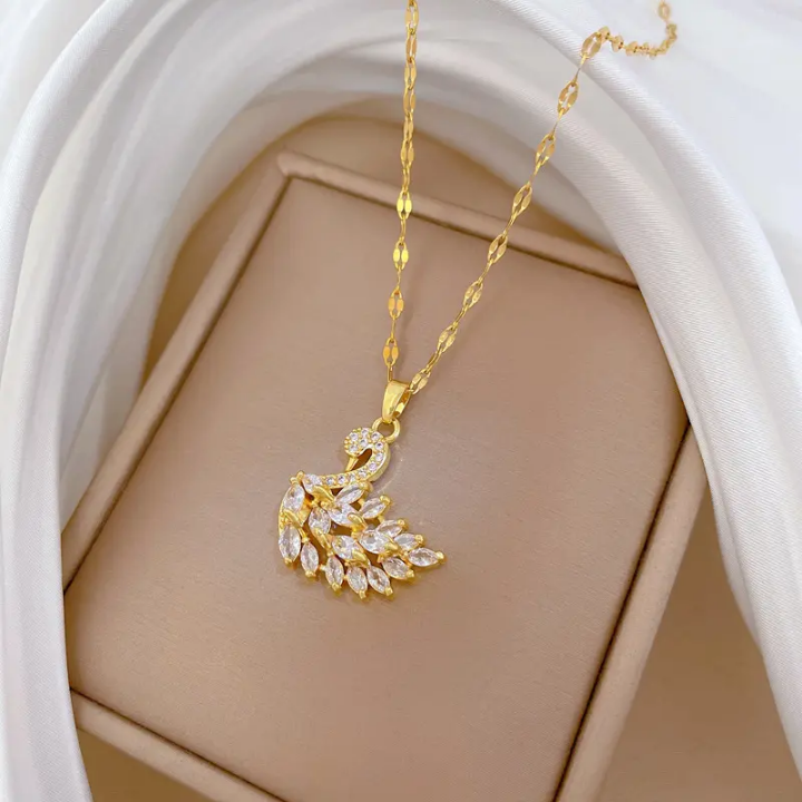 Marquise Crystal Swan Pendant Necklace