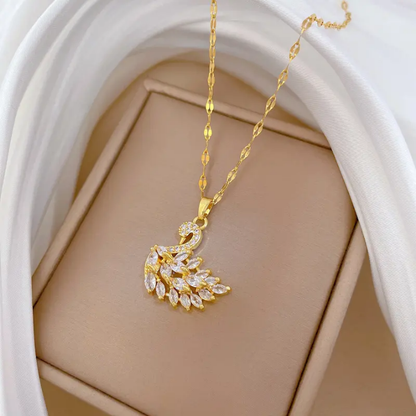 Marquise Crystal Swan Pendant Necklace