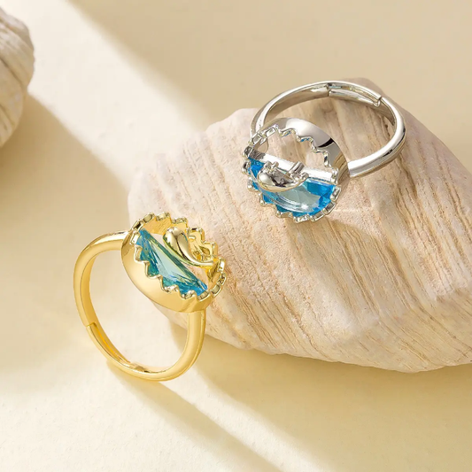 Devora OceanMuse Seahorse Halo Crystal Ring