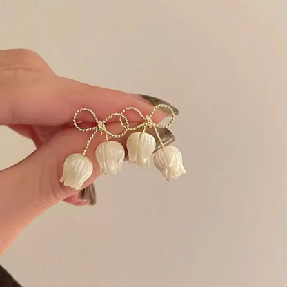 LilyBéau Bow Pearl Blossom Drop Earrings