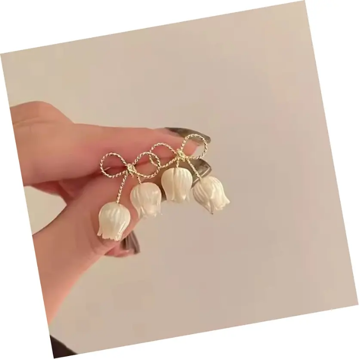 LilyBéau Bow Pearl Blossom Drop Earrings