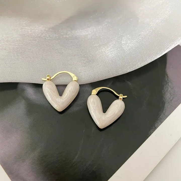 LuxeAmor Pearlheart Huggie Earrings