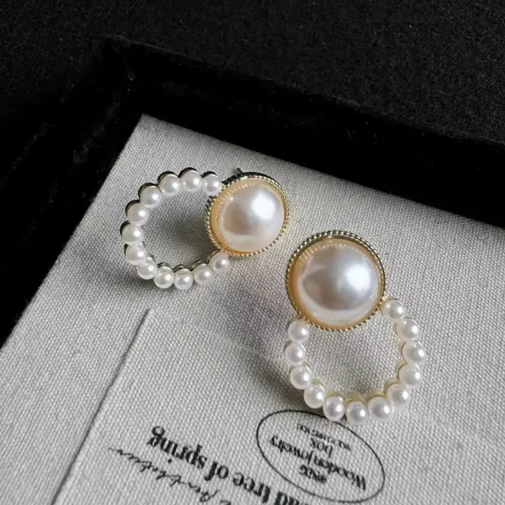 Aurelia Pearl Halo Stud Hoops