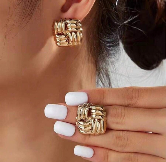 Gilded Woven Knot Studs