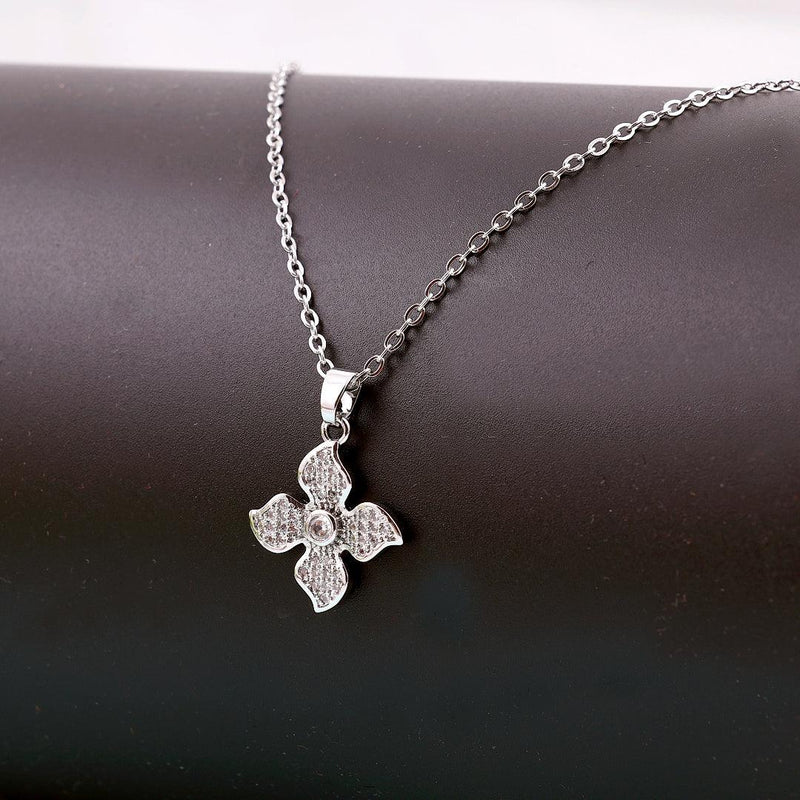 Pavé Flower Pendant Necklace