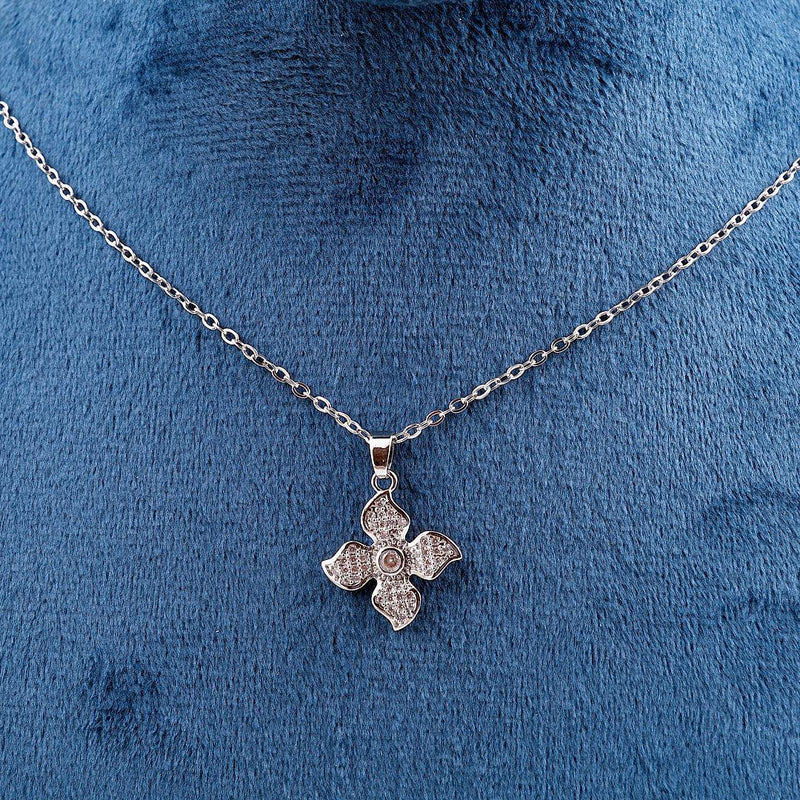 Pavé Flower Pendant Necklace
