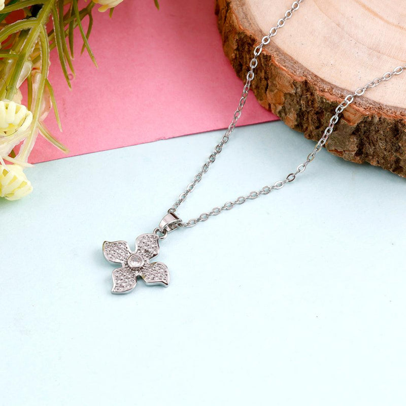 Pavé Flower Pendant Necklace