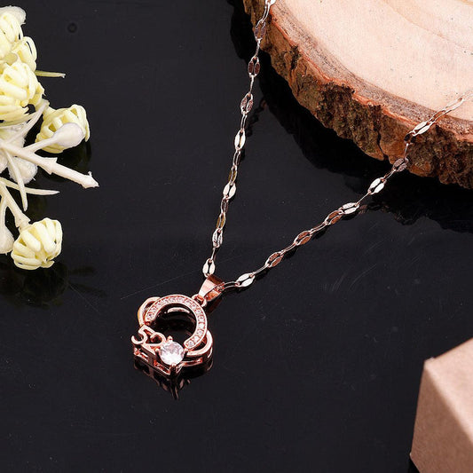 Pavé Heart Solitaire Pendant Necklace