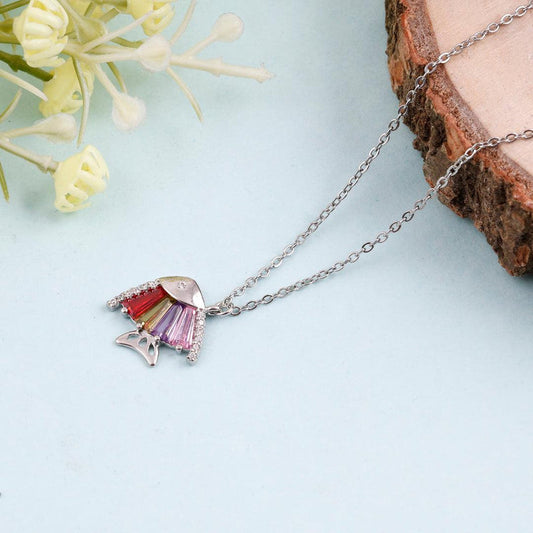 Multicolour Baguette Fish Pendant Necklace