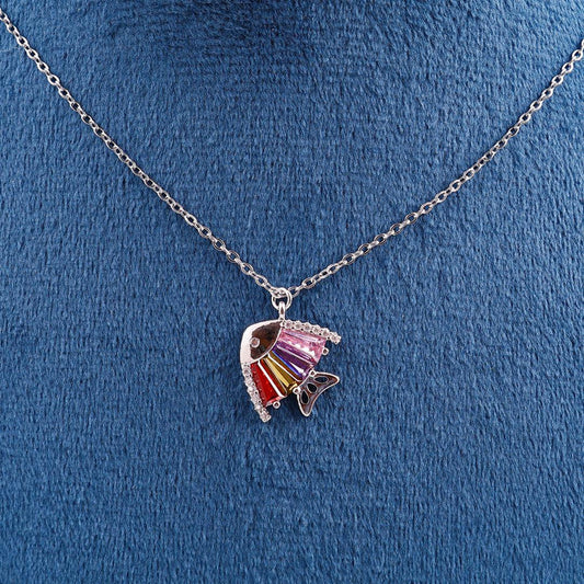 Multicolour Baguette Fish Pendant Necklace