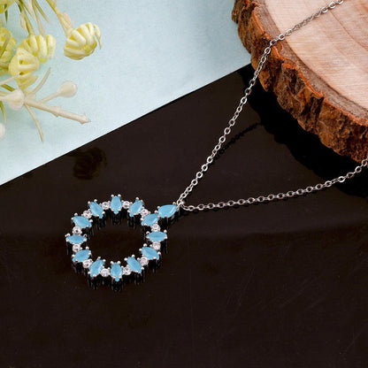 Blue Marquise Open-Heart Pendant Necklace