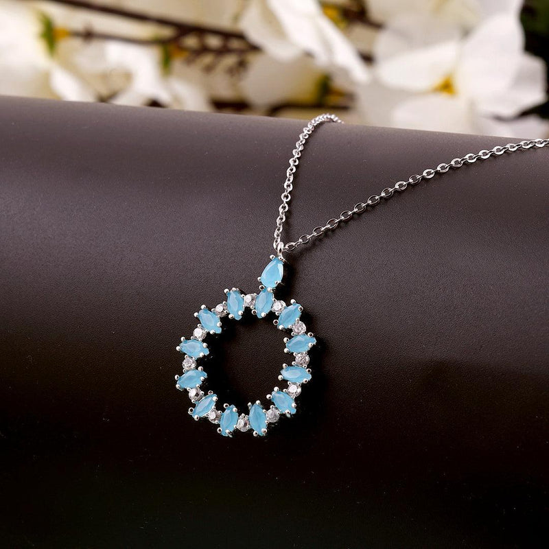 Blue Marquise Open-Heart Pendant Necklace