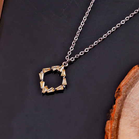 Baguette Crystal Open-Square Pendant Necklace