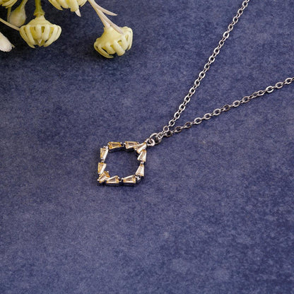 Baguette Crystal Open-Square Pendant Necklace