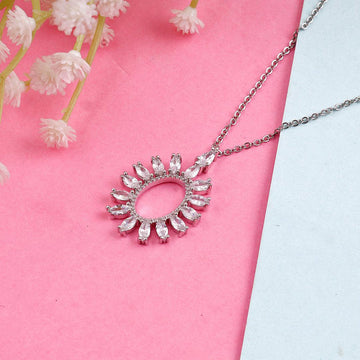 Marquise Sunburst Oval Pendant Necklace