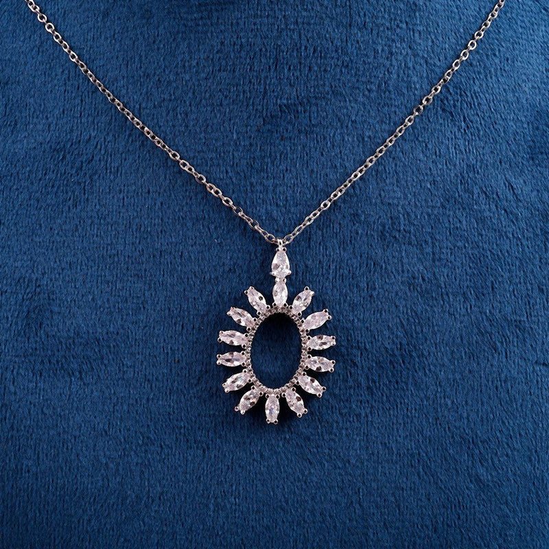 Marquise Sunburst Oval Pendant Necklace