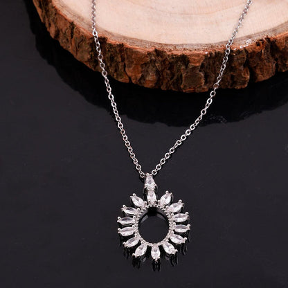 Marquise Sunburst Oval Pendant Necklace