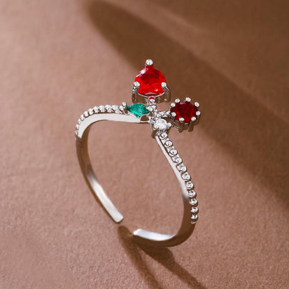 ÉLANZA Crimson Hearts Open Cuff Ring