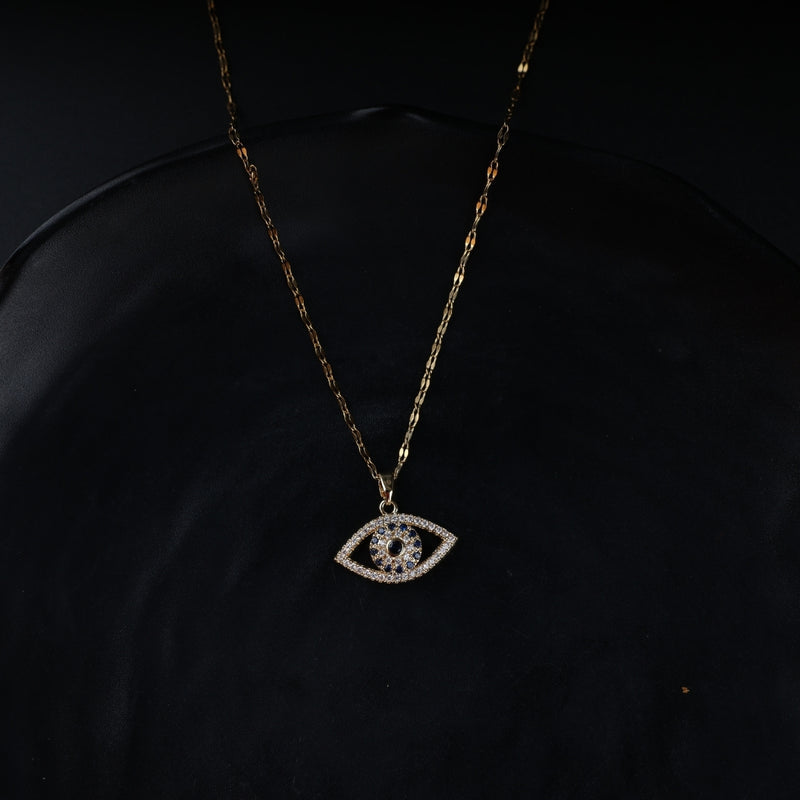 Blue Evil Eye Sparkle Pendant Necklace