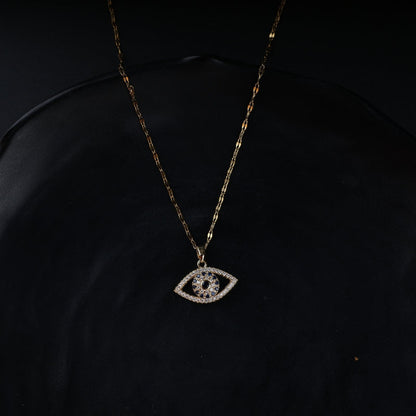 Blue Evil Eye Sparkle Pendant Necklace