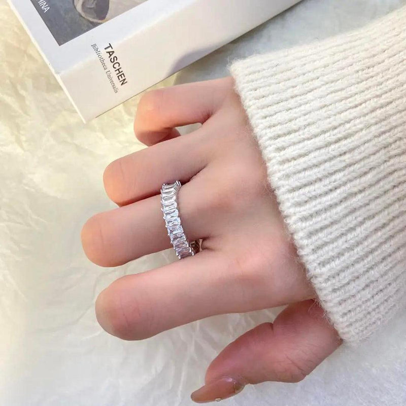 Celestia Emerald-Cut Eternity Band | Full Sparkle Statement Ring |