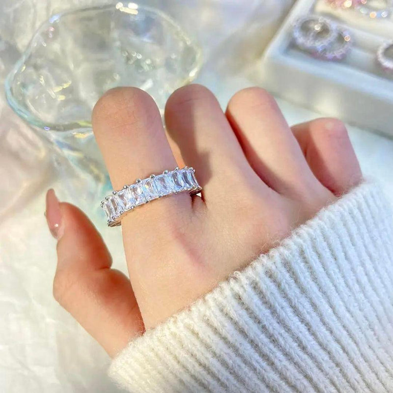 Celestia Emerald-Cut Eternity Band | Full Sparkle Statement Ring |