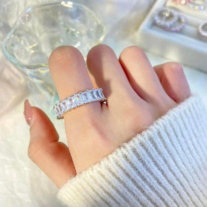 Celestia Emerald-Cut Eternity Band | Full Sparkle Statement Ring |