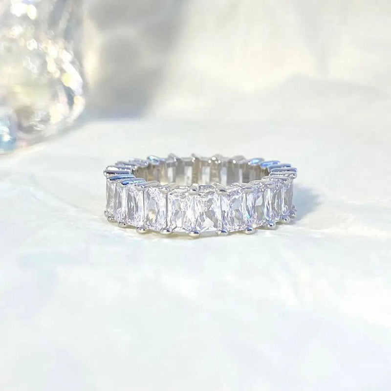 Celestia Emerald-Cut Eternity Band | Full Sparkle Statement Ring |
