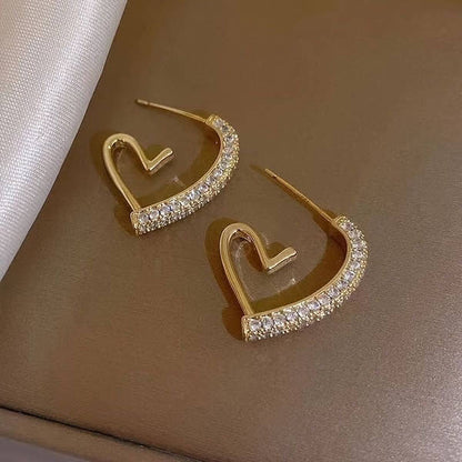 Crystal Arc Heart Hoops