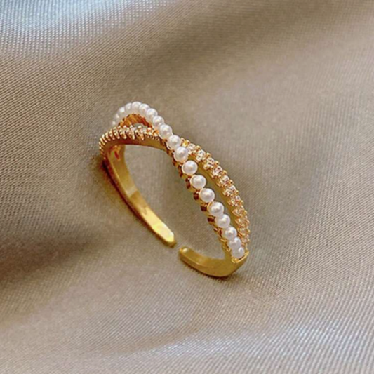 Regal Duet Pearl Cuff Ring