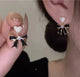 Noir Heart Bow Crystal Earrings