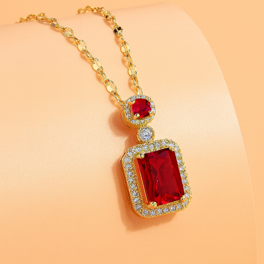 Regal Ruby Charm Necklace