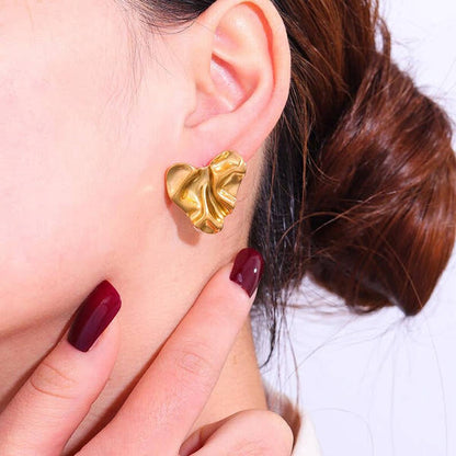 Molten Gold Heart Studs