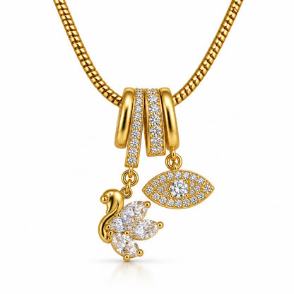Celeste Swan & Evil Eye Charm Necklace