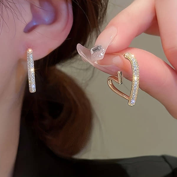 Crystal Arc Heart Hoops