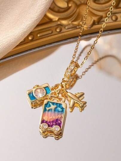 Voyage Luxe Travel Charm Pendant Necklace