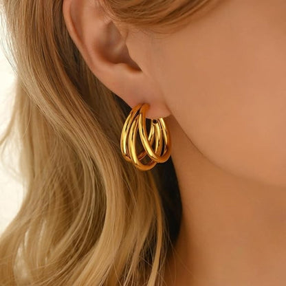 Luna Triple Luxe Hoop Earrings