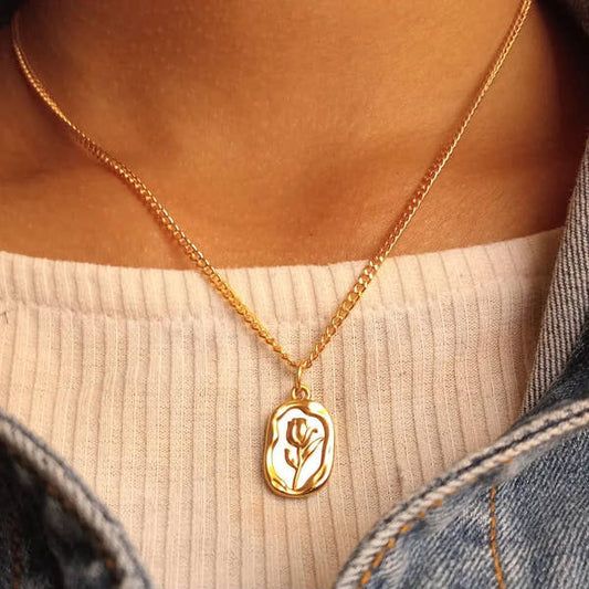Golden Rose Relic Pendant Necklace