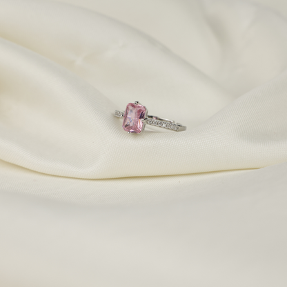 Aurora Blush Solitaire Halo Ring