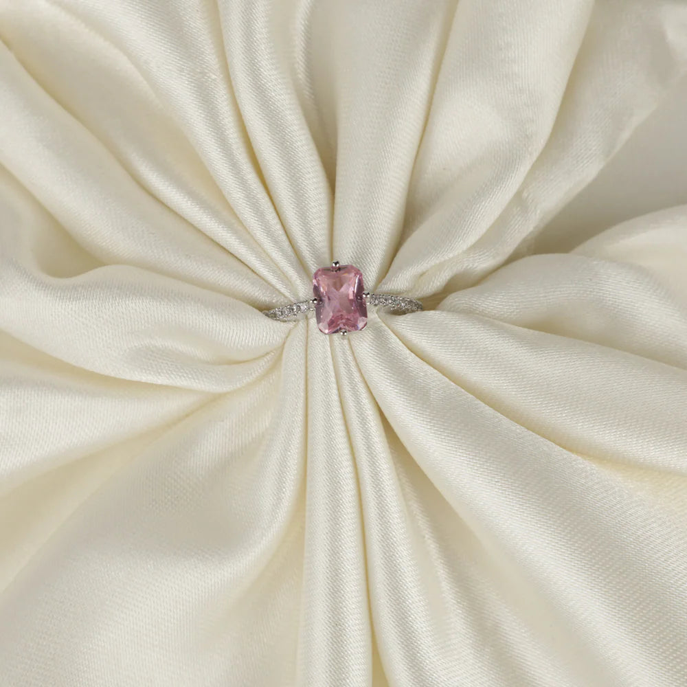Aurora Blush Solitaire Halo Ring