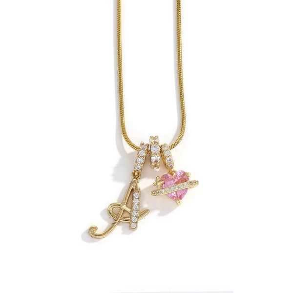 Initial Heart Charm Necklace