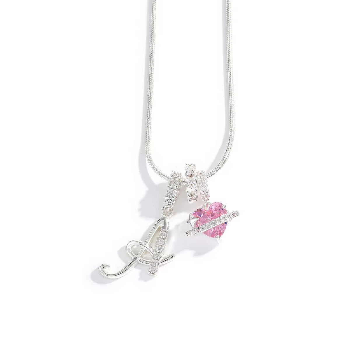 Initial Heart Charm Necklace