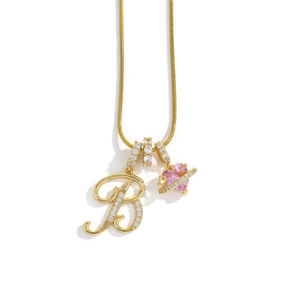 Initial Heart Charm Necklace