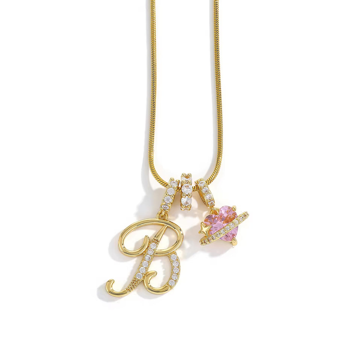 Initial Heart Charm Necklace